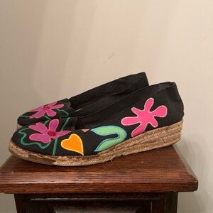 Y2K Beverly Feldman Floral Embellished Canvas Espadrilles